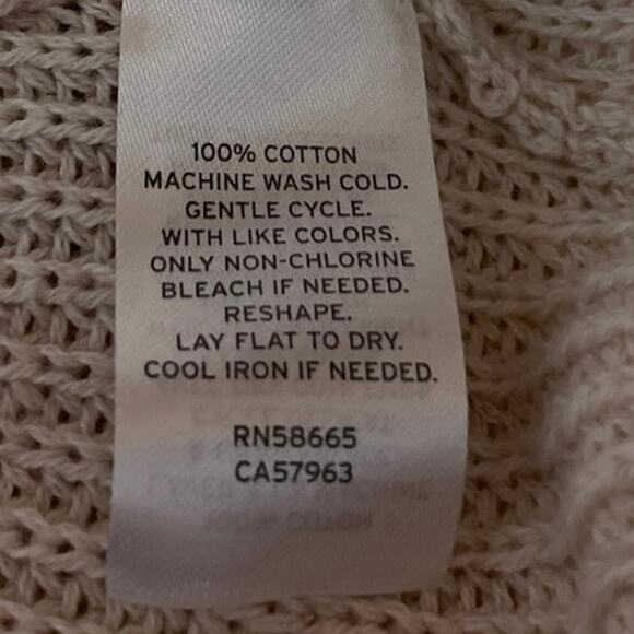 Nordstrom BP Destroy Peace Sign White Beige Knit Long Sleeve Sweater Top Size 1X - Picture 5 of 5